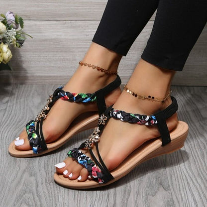 Rimocy-Bohemian Sandalen mit Keilabsatz für Damen